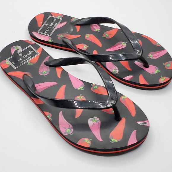 Kate Spade Chili Pepper Flip Flops size 5 / 6 - Picture 8 of 14